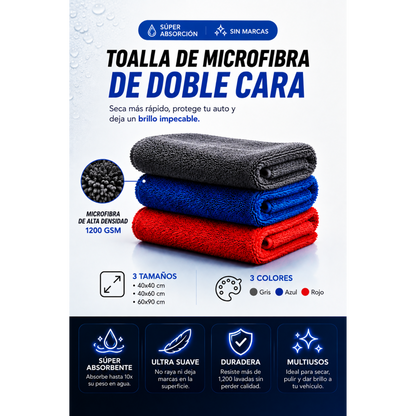 Toalla de Microfibra Premium para Auto 1200 GSM
