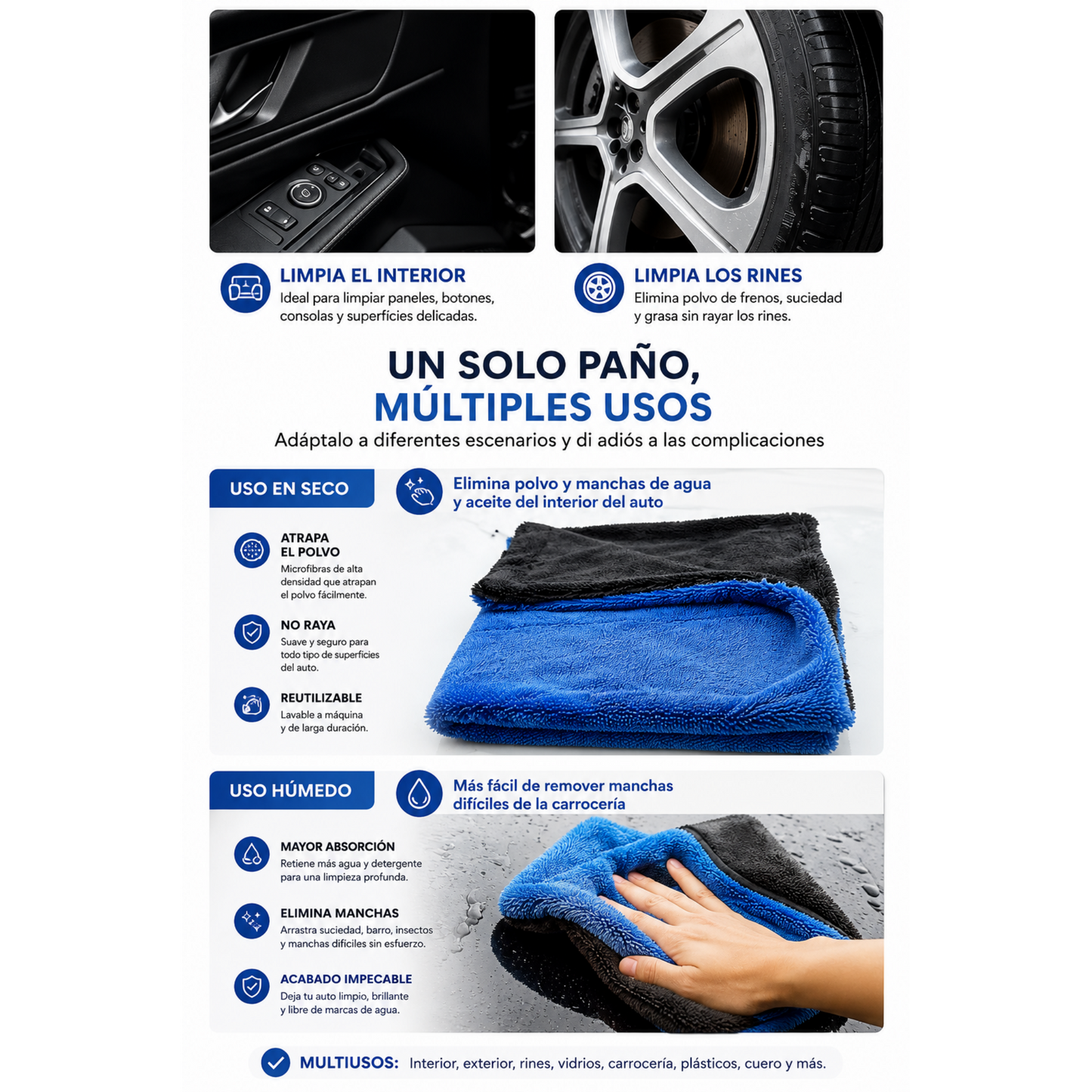 Toalla de Microfibra Premium para Auto 1200 GSM