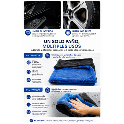 Toalla de Microfibra Premium para Auto 1200 GSM